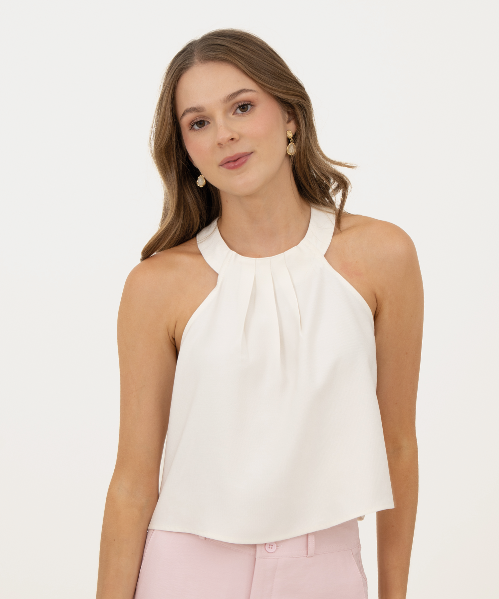 Blusa sisa pliegues Marfil
