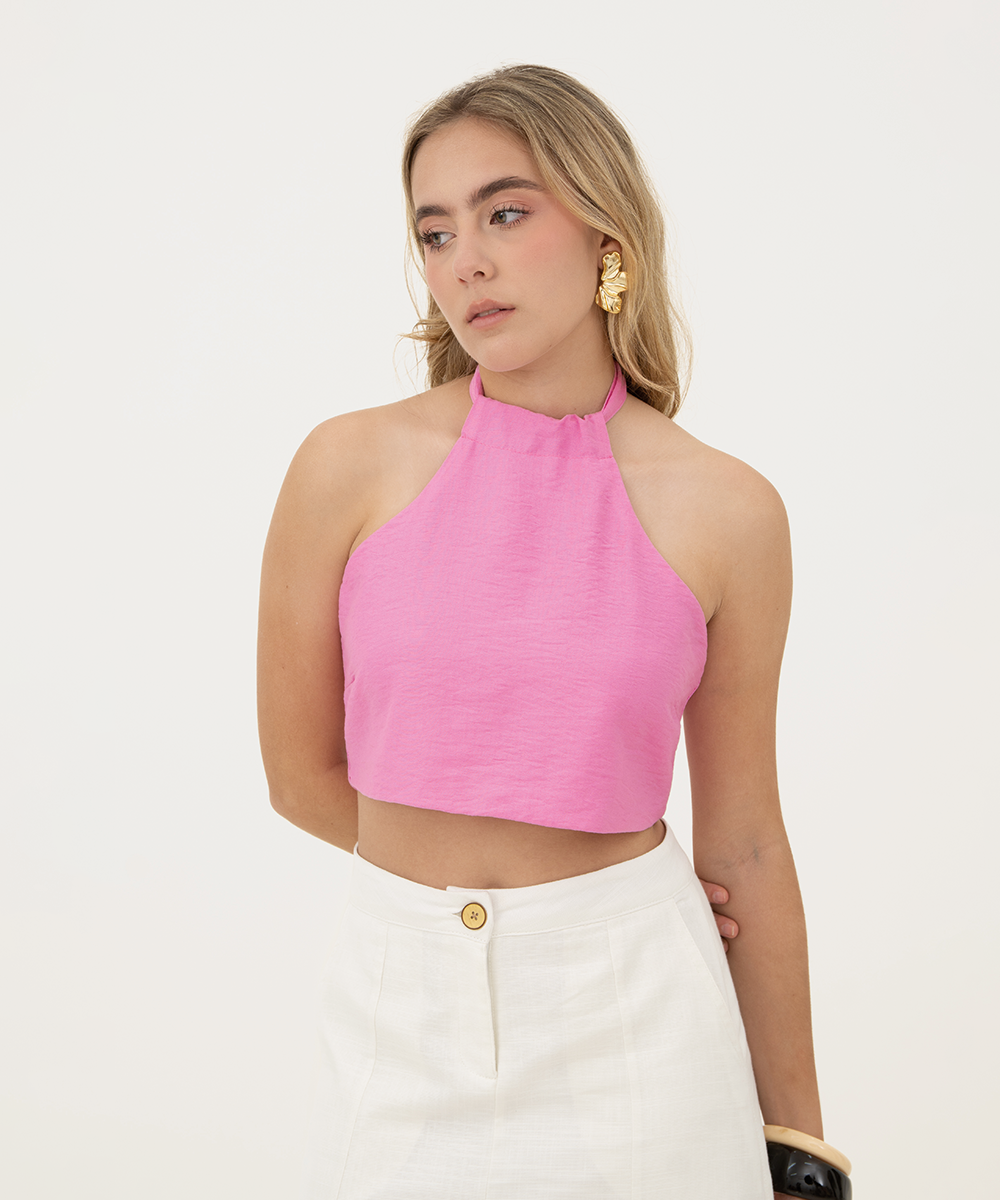 Blusa halter tira ROSADO