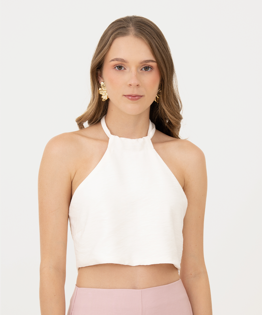 Blusa halter tira Marfil