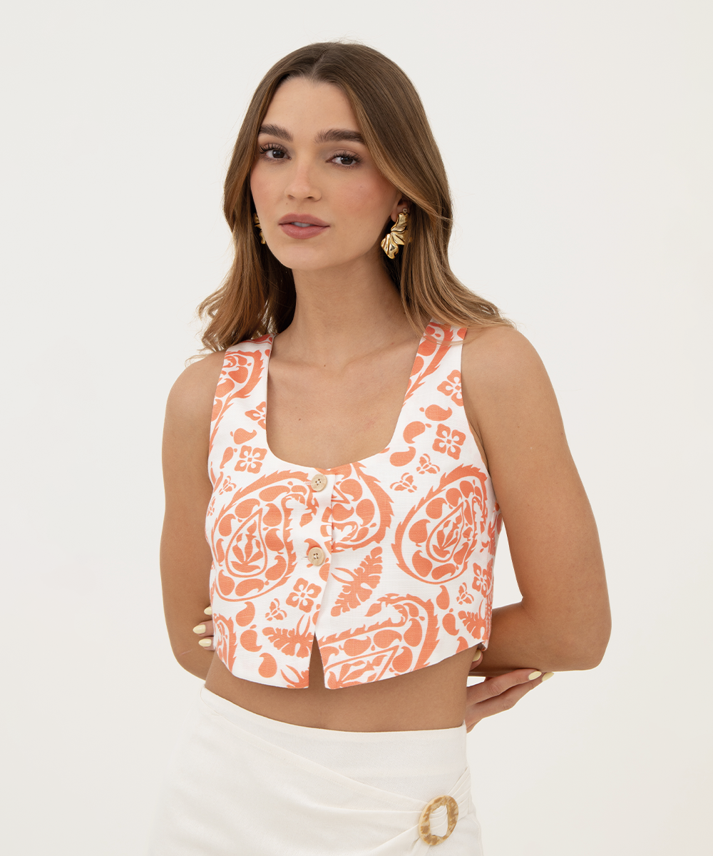 Blusa con botones Mandarina