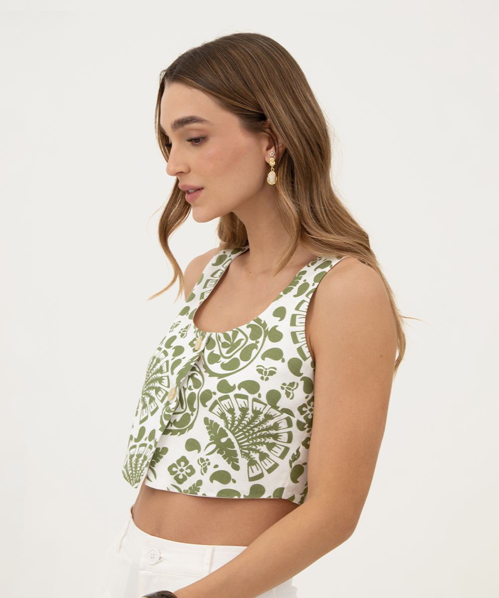 Blusa con botones Verde