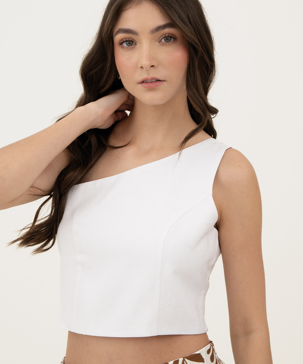 Blusa asimétrica moño Blanco