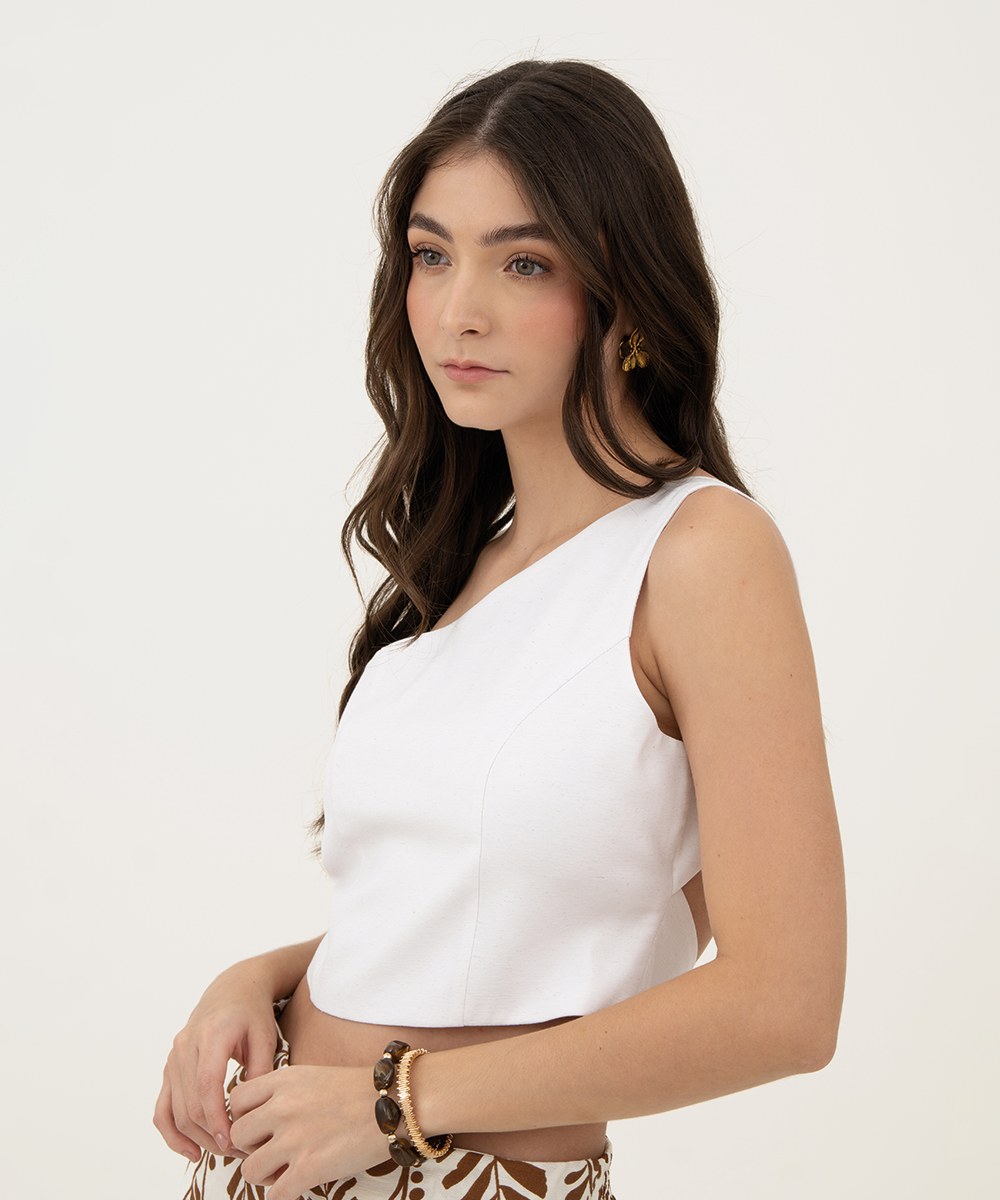 Blusa asimétrica moño Blanco