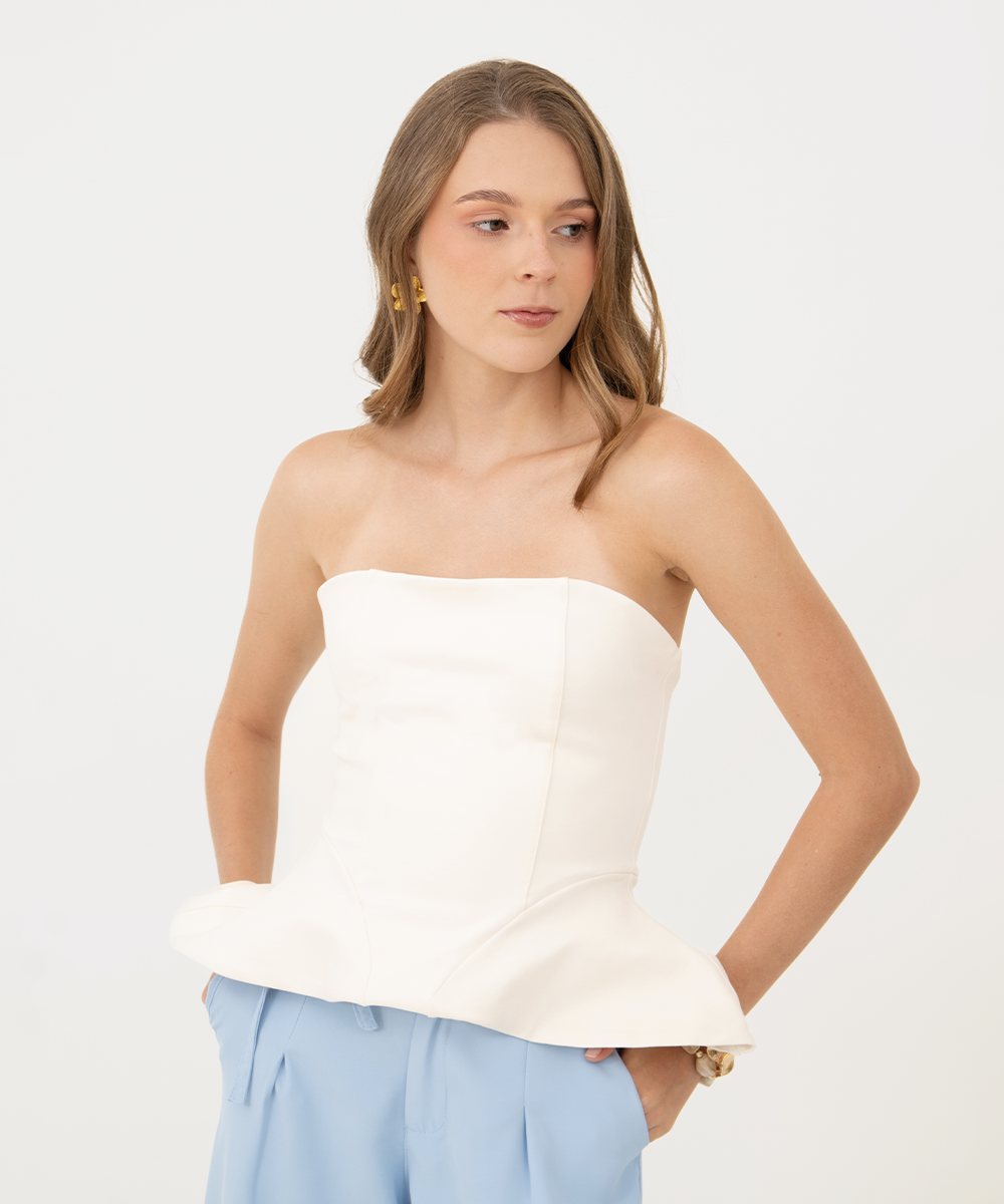 Blusa strapless Marfil