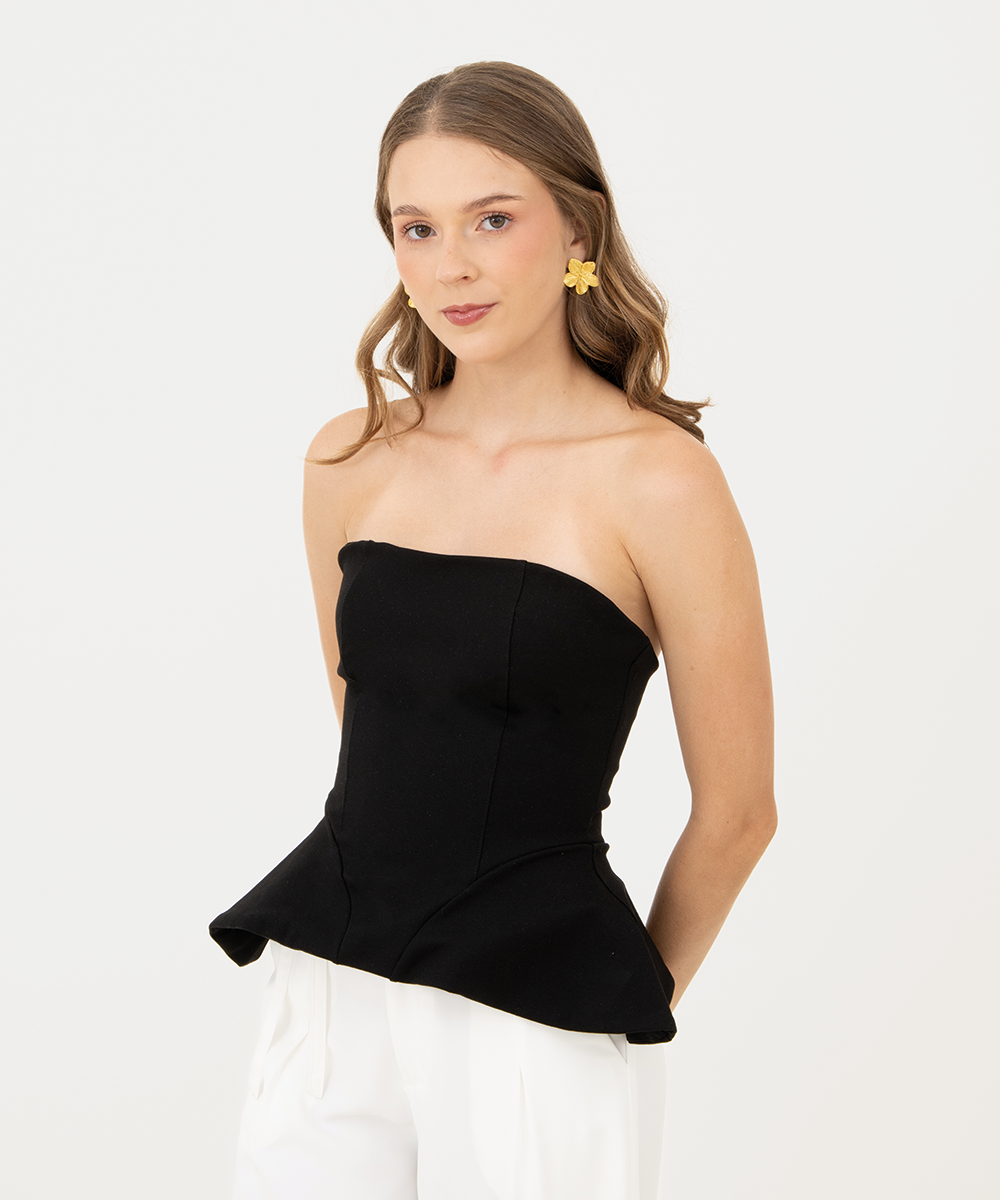 Blusa strapless Negro