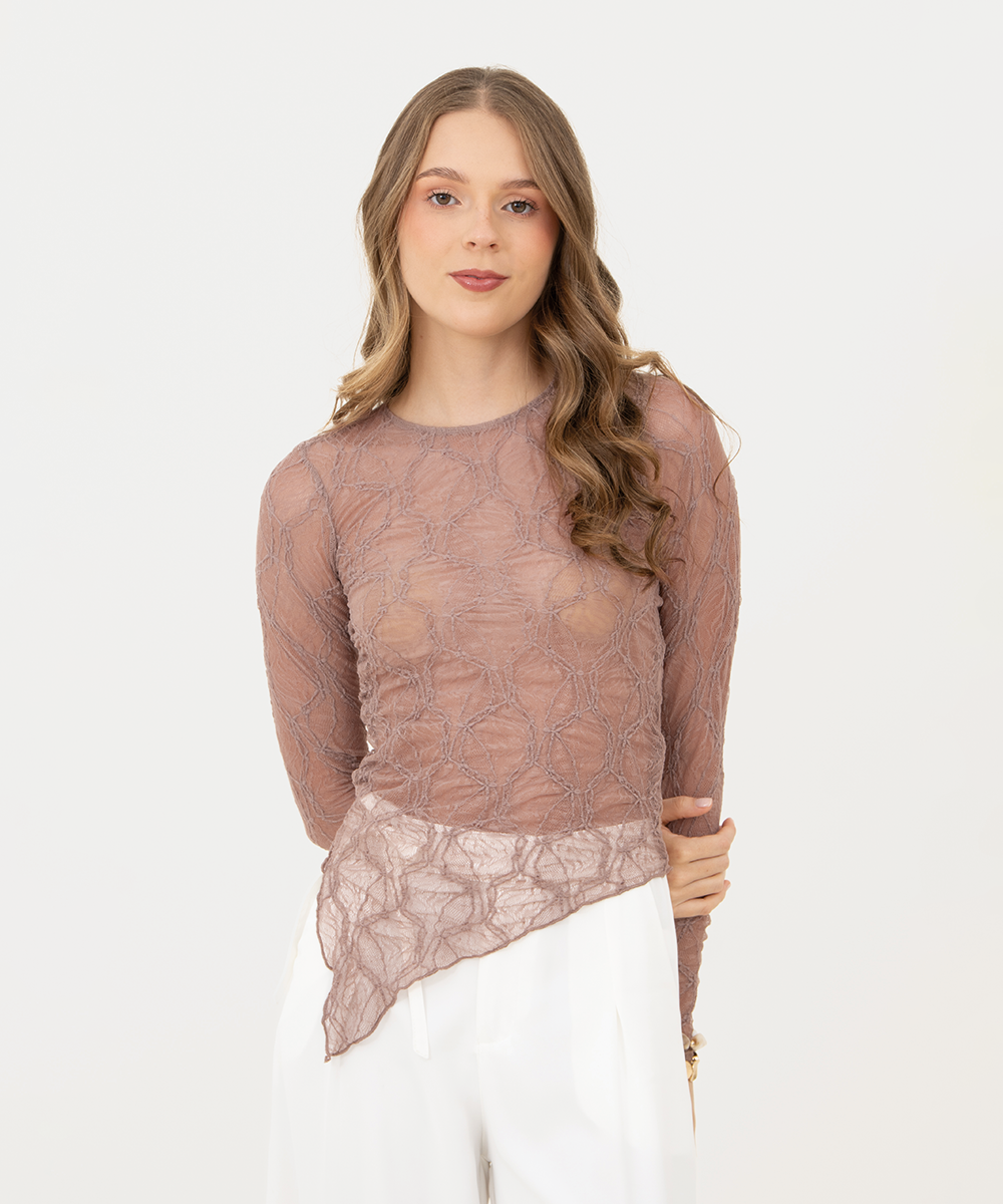Blusa asimétrica ROSADO EMPOLVADO