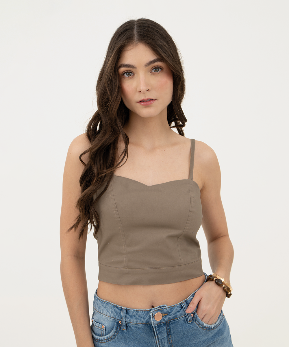 Blusa tiras Camel