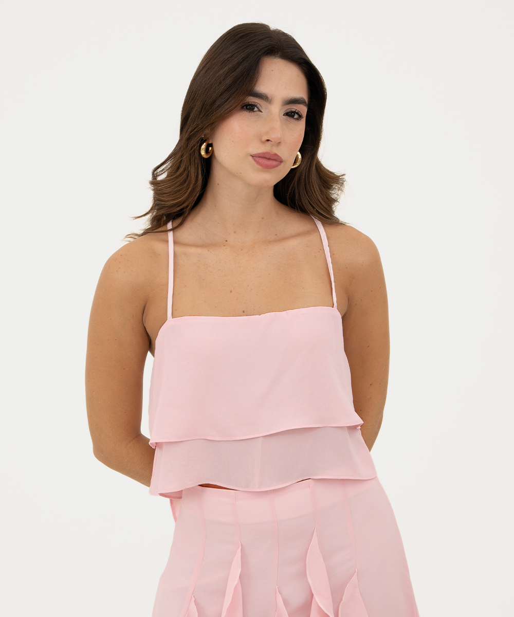 Blusa de tiras Rosado Pastel