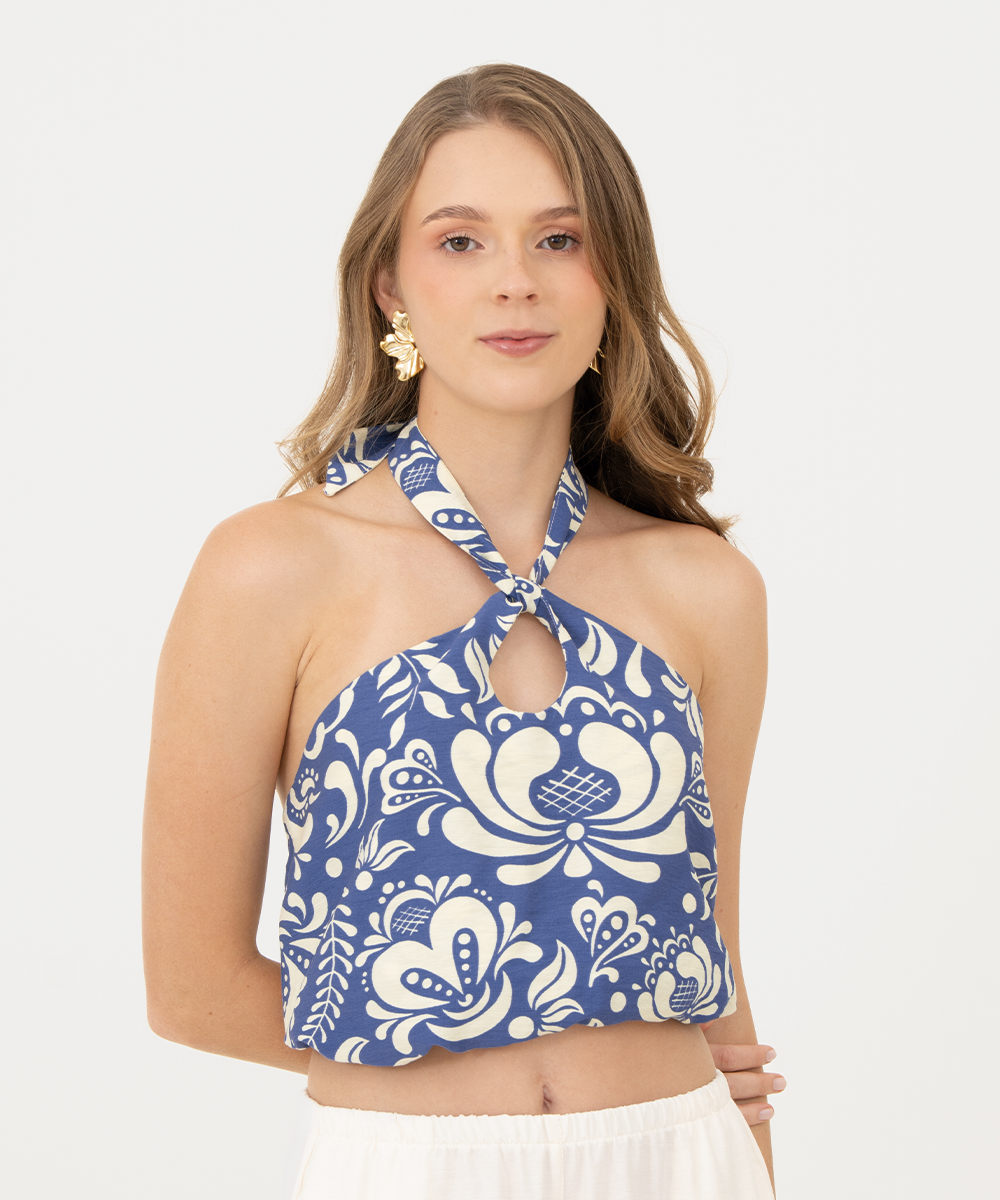 Blusa halter Azul