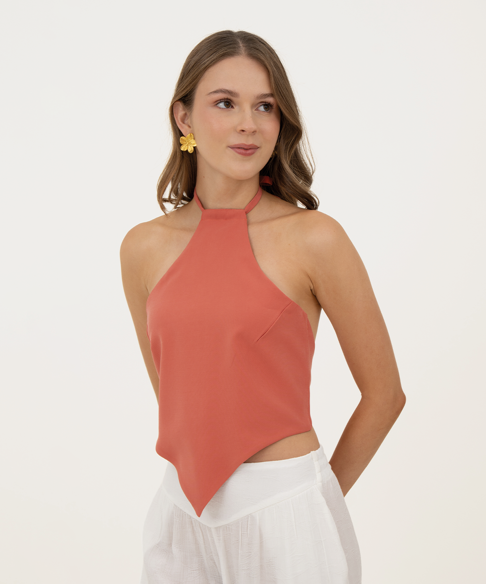 Top halter asimétrico Terracota