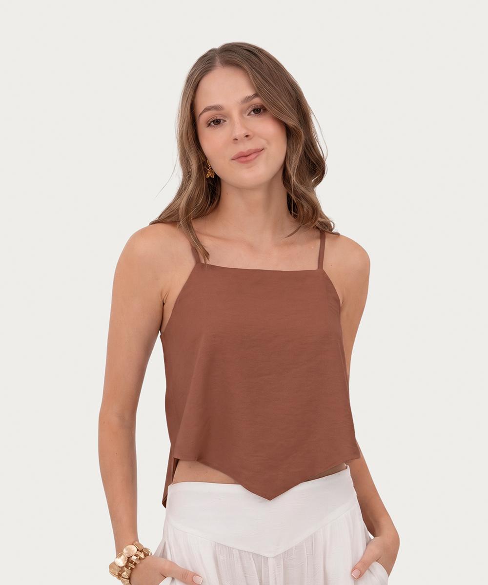 Blusa de tiras con elástico Chocolate