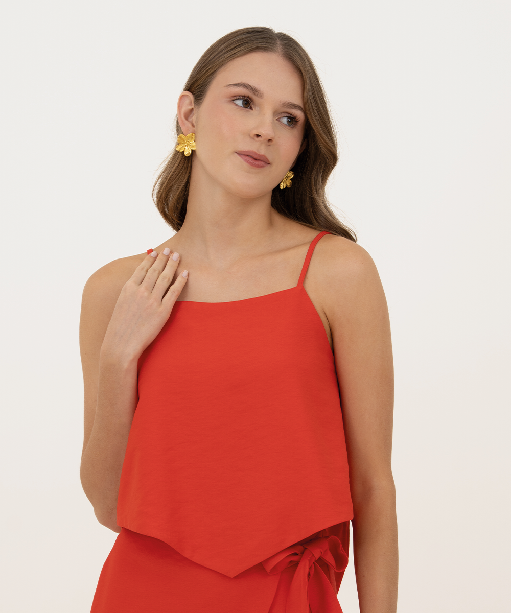 Blusa de tiras con elástico Rojo