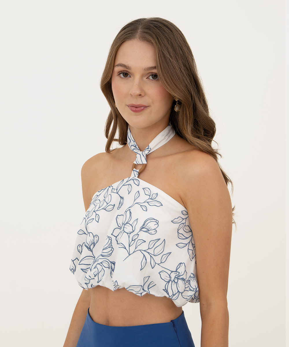 Blusa globo halter Azul Profundo