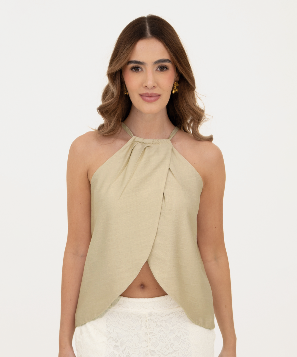 Blusa halter Beige