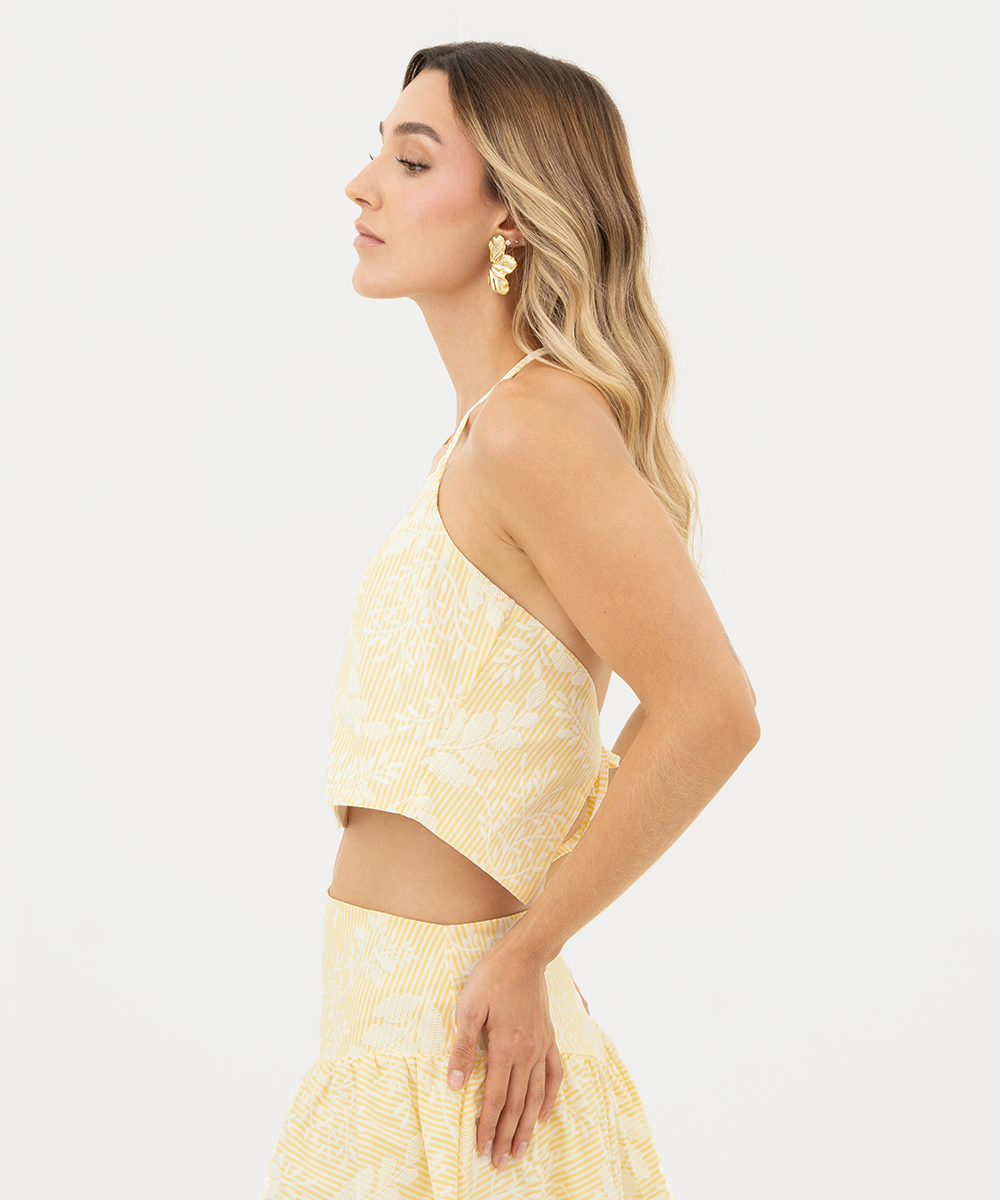 Blusa de tiras halter Amarillo Pastel