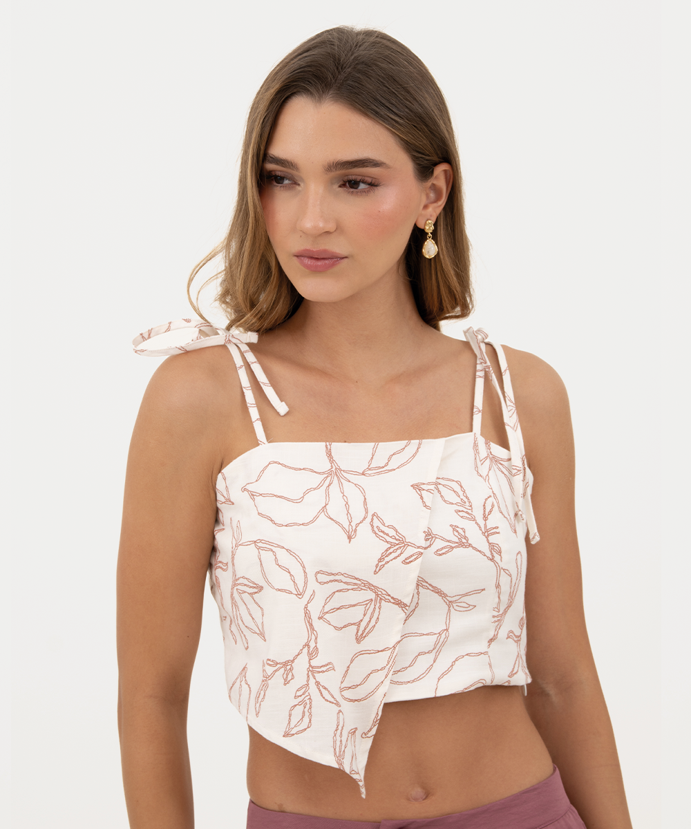 Crop top con lazos Caramelo