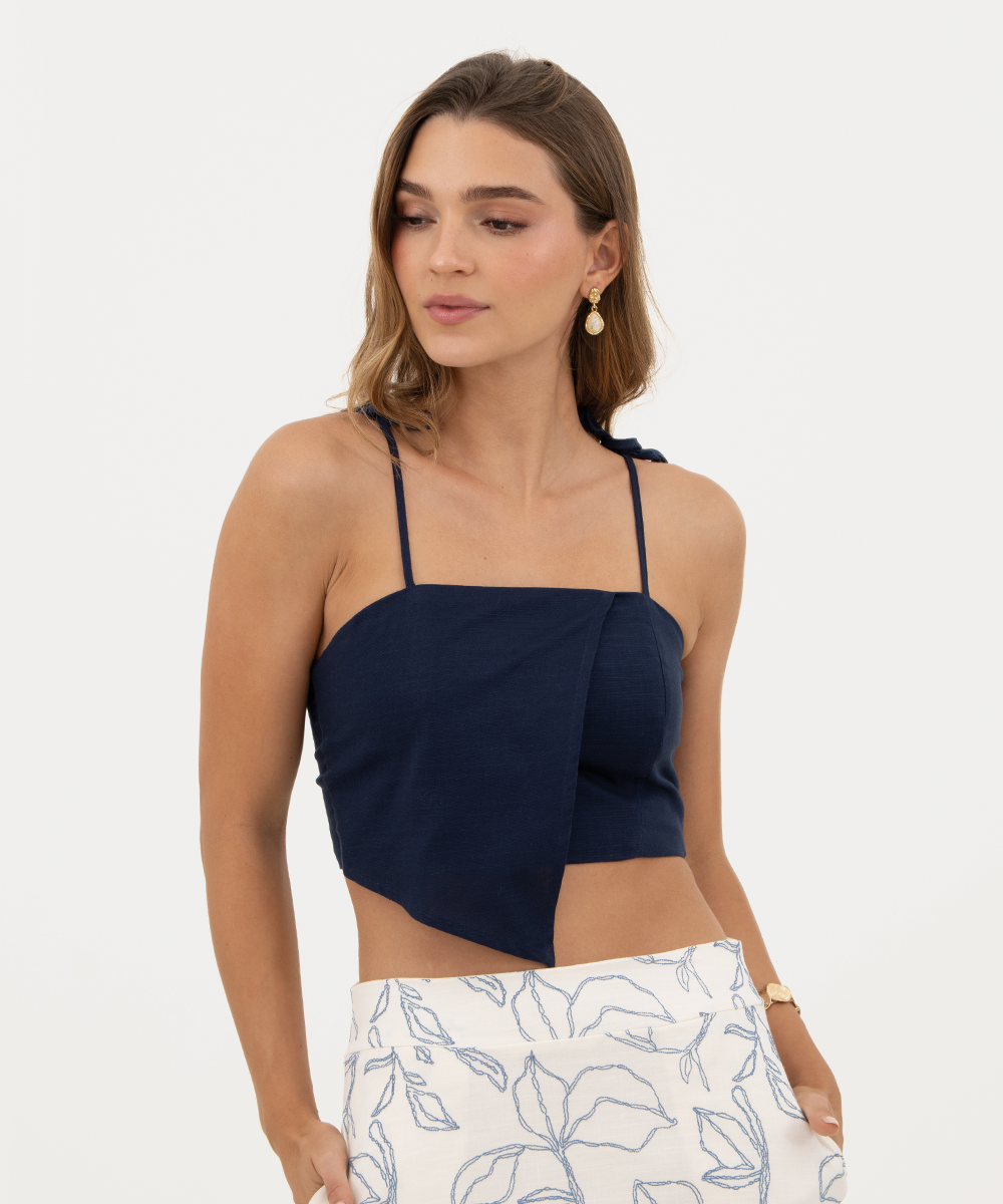 Crop top con lazos Azul Profundo