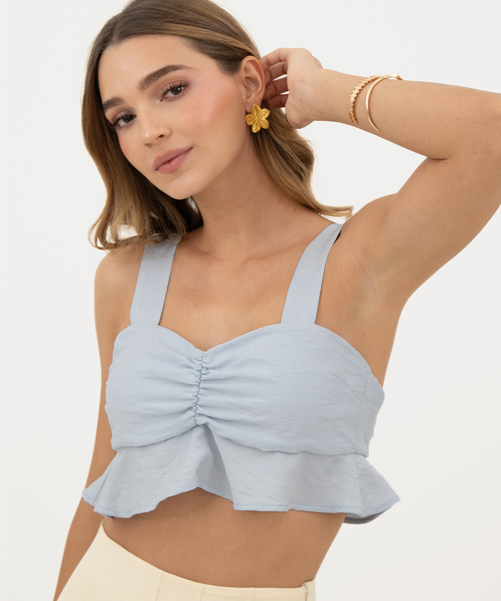 Blusa corta con tiras anchas Azul Cielo