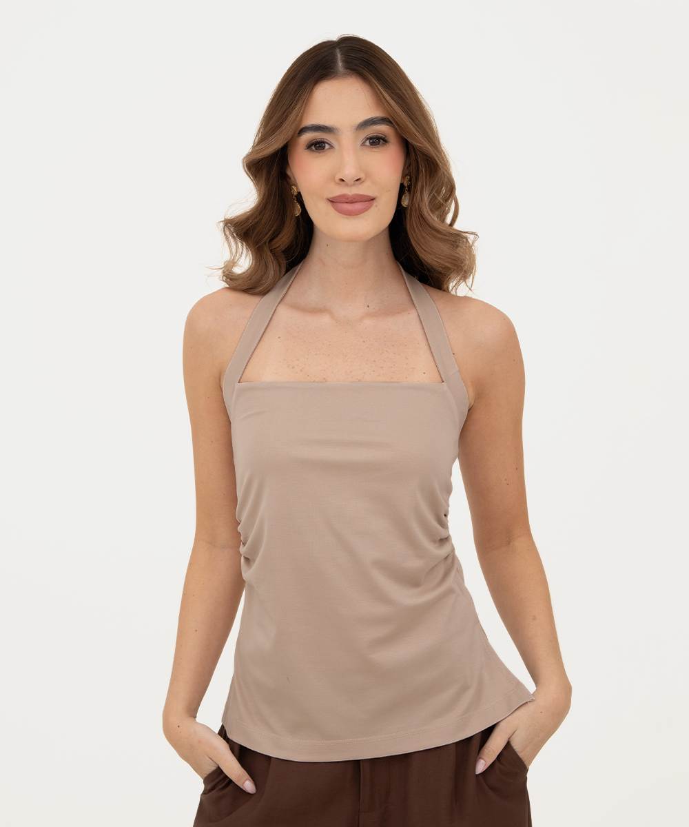Blusa halter Camel