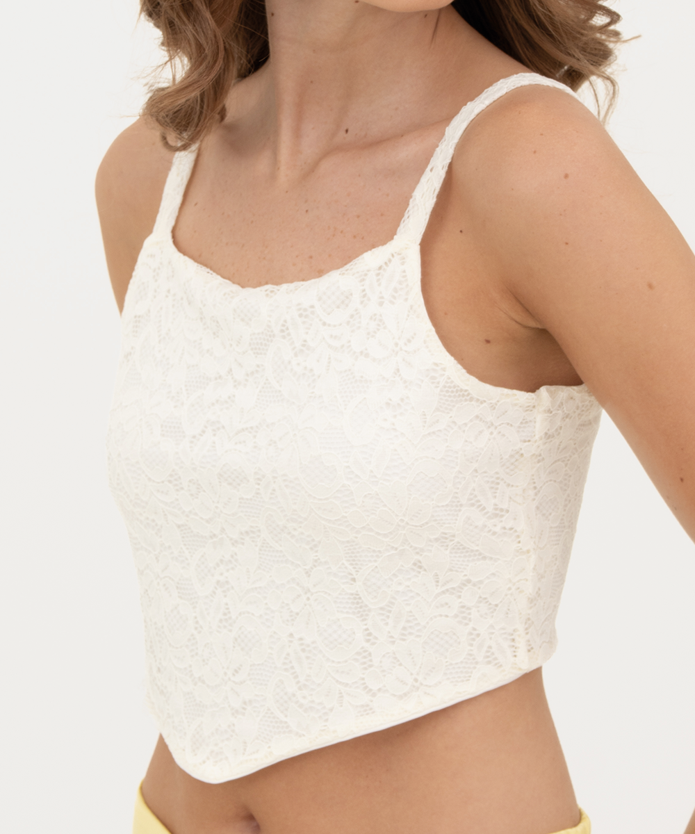 Blusa tiras blonda Blanco