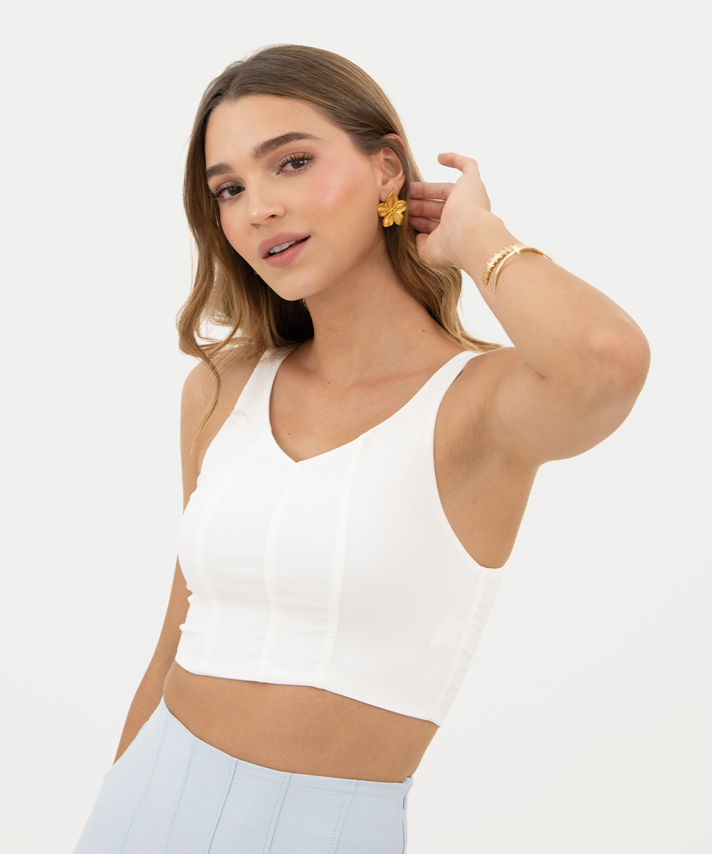 Blusa de cortes Blanco