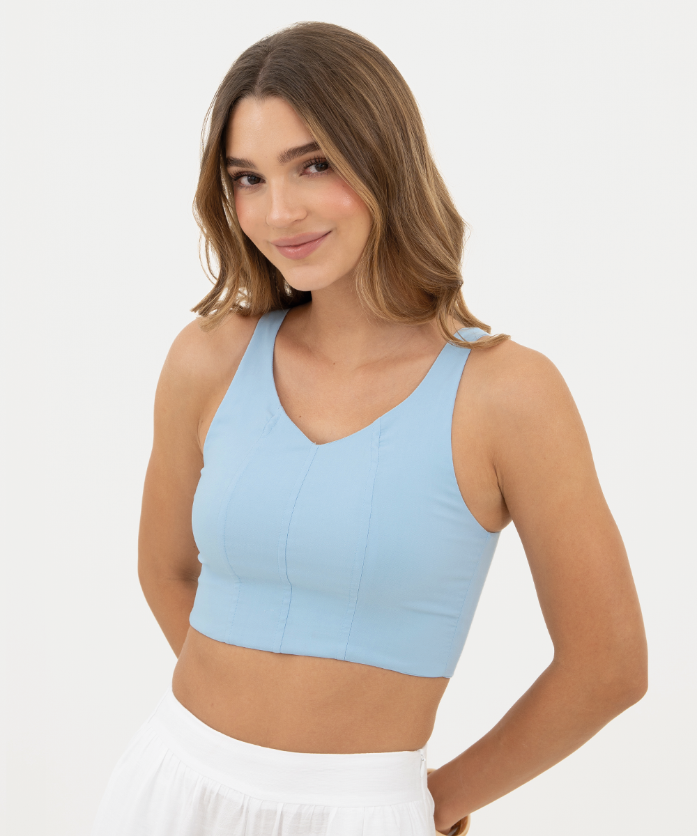 Blusa de cortes Azul Cielo