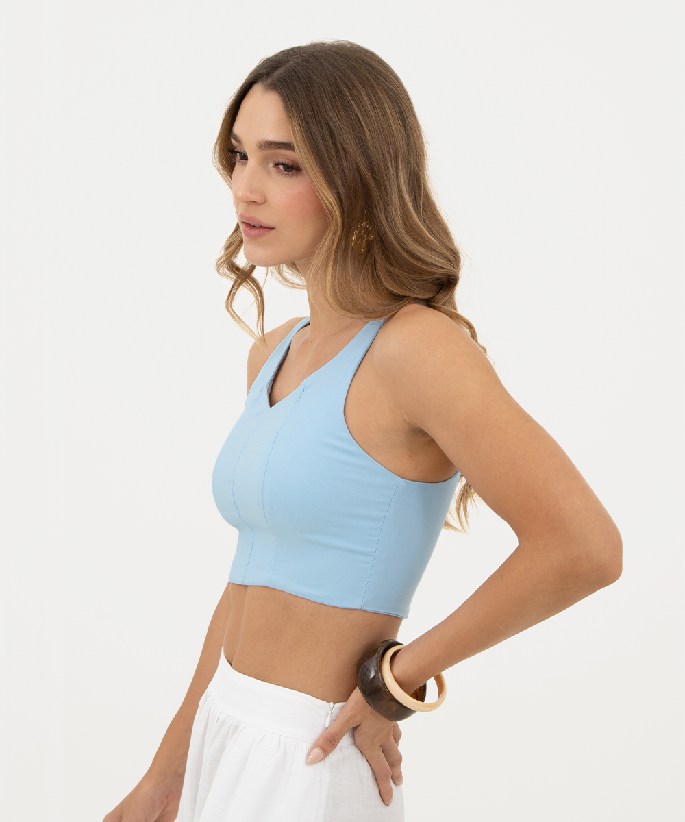 Blusa de cortes Azul Cielo