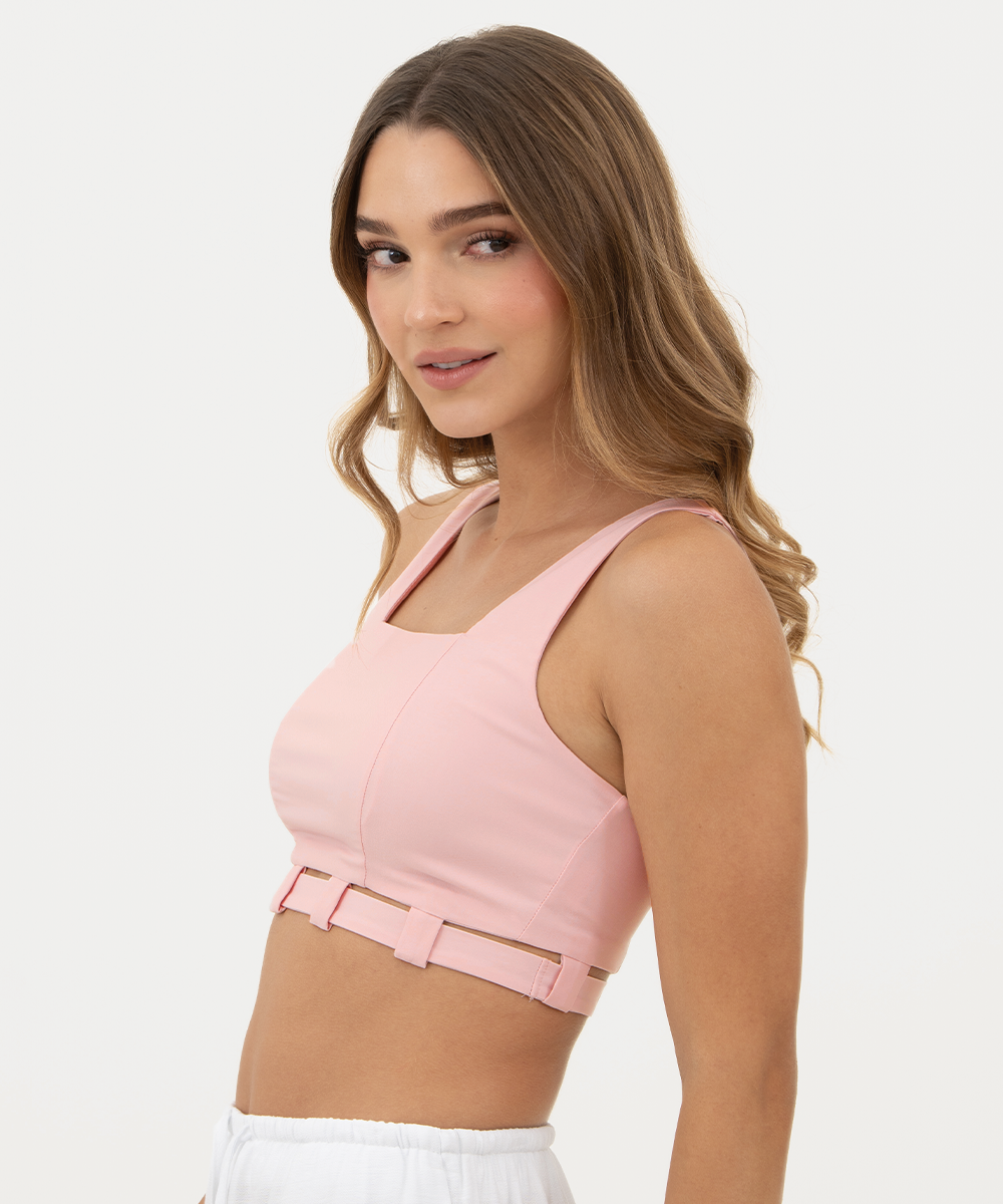 Blusa con banda en cintura Rosado Pastel