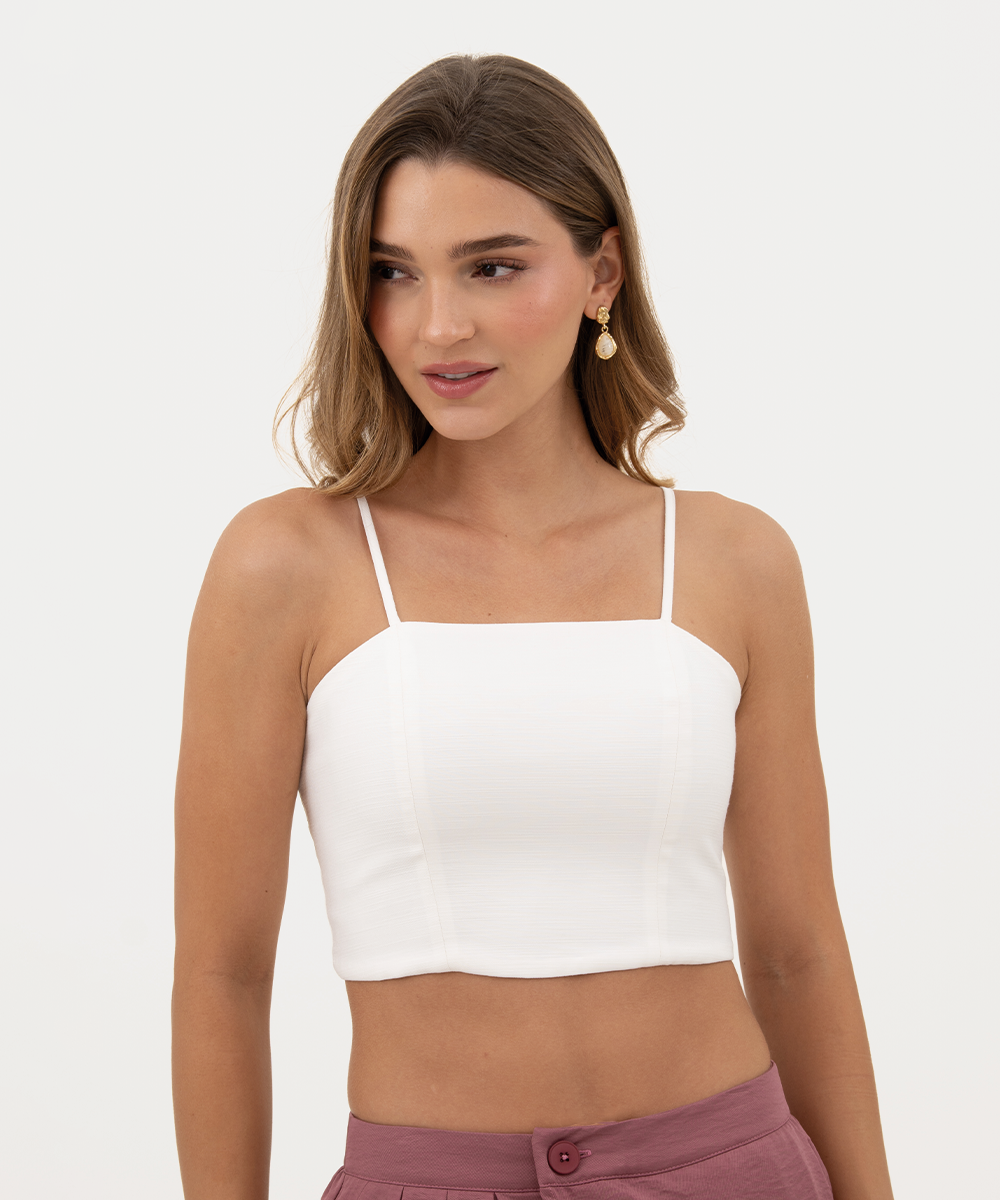 Top tiras escote recto Blanco