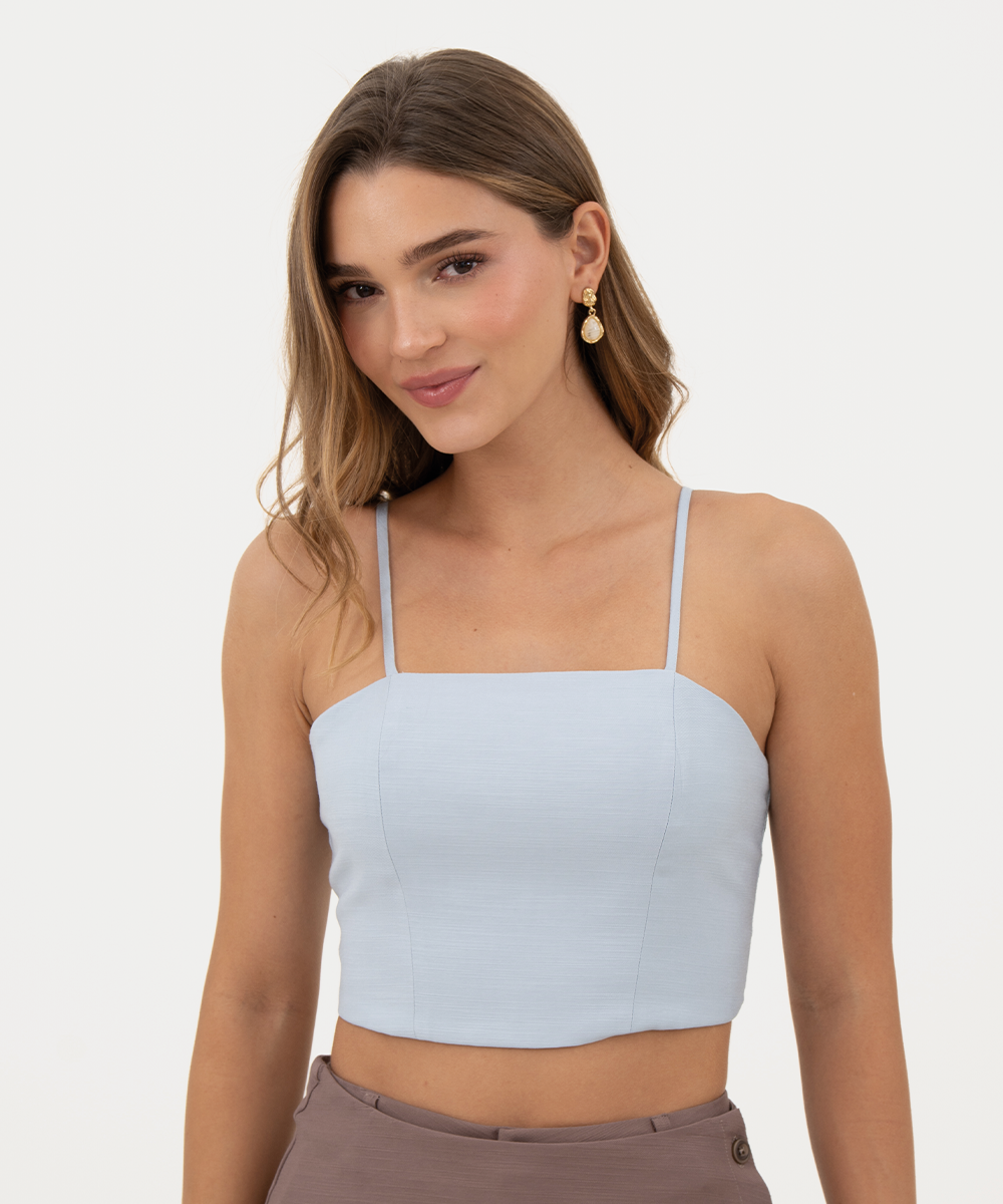 Top tiras escote recto Azul Cielo