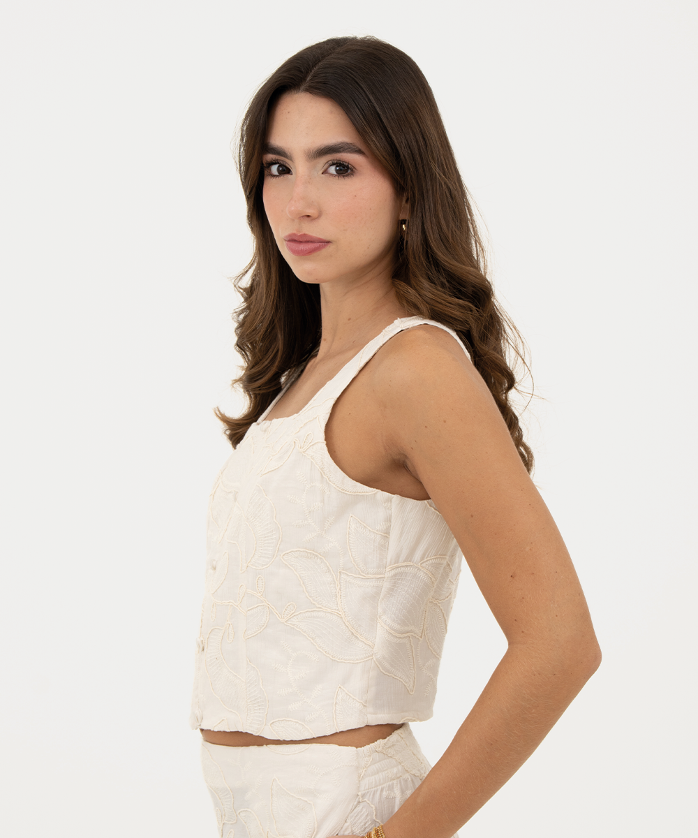 Top sisa botonadura Marfil