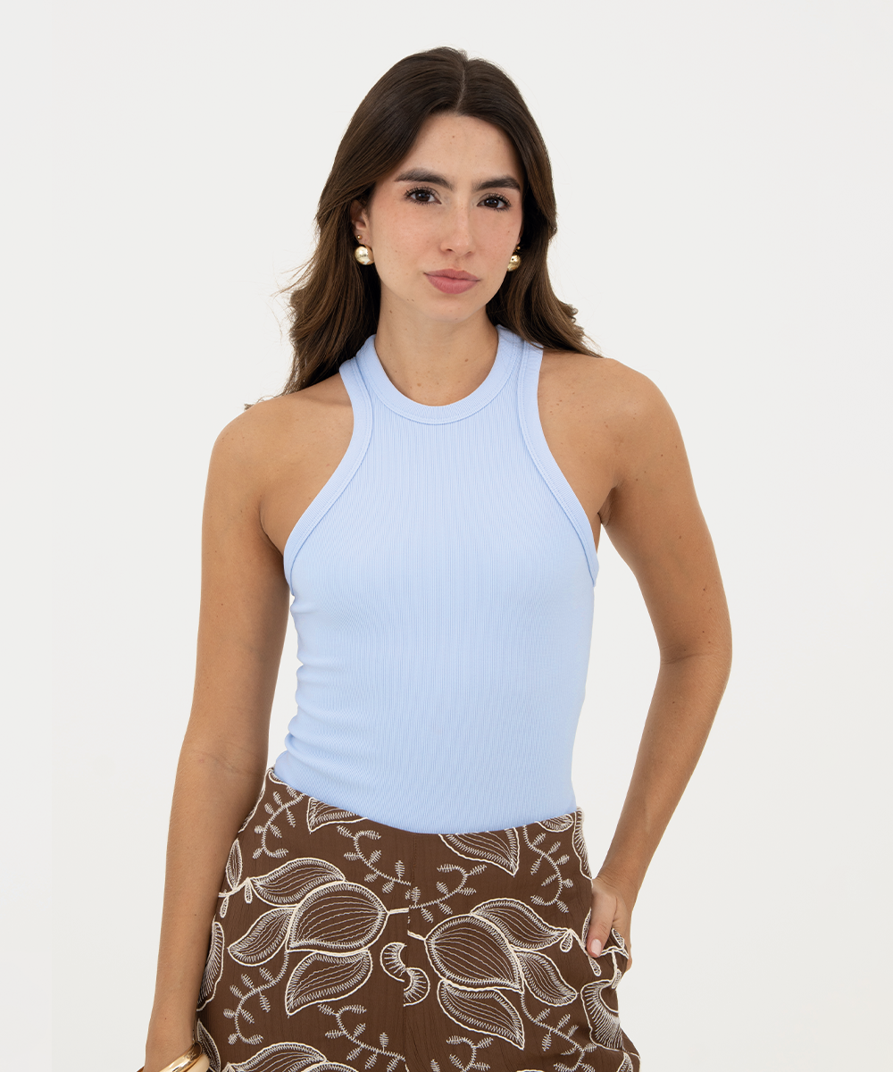 Blusa básica Azul Cielo