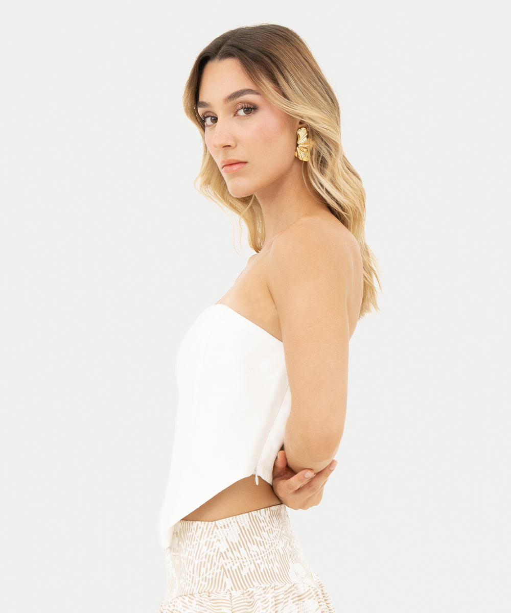 Blusa strapless Blanco