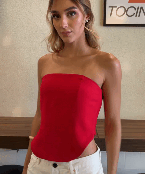 Blusa strapless Rojo