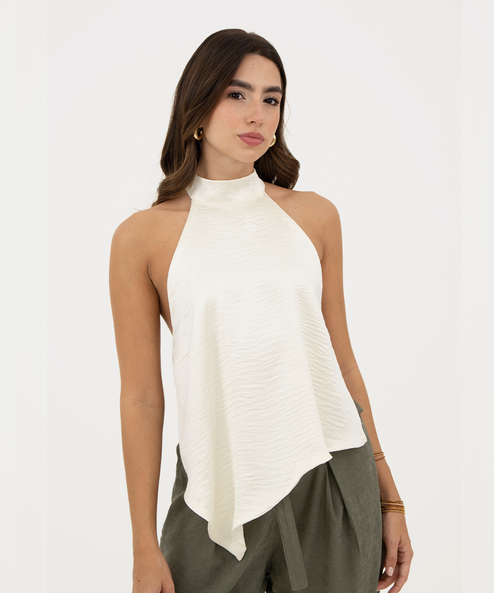 Blusa halter asimétrica Marfil