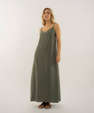 Vestido Con Escote En V Verde Selva (Militar) Vestidos Para Mujer | Ticket Store Colombia 5