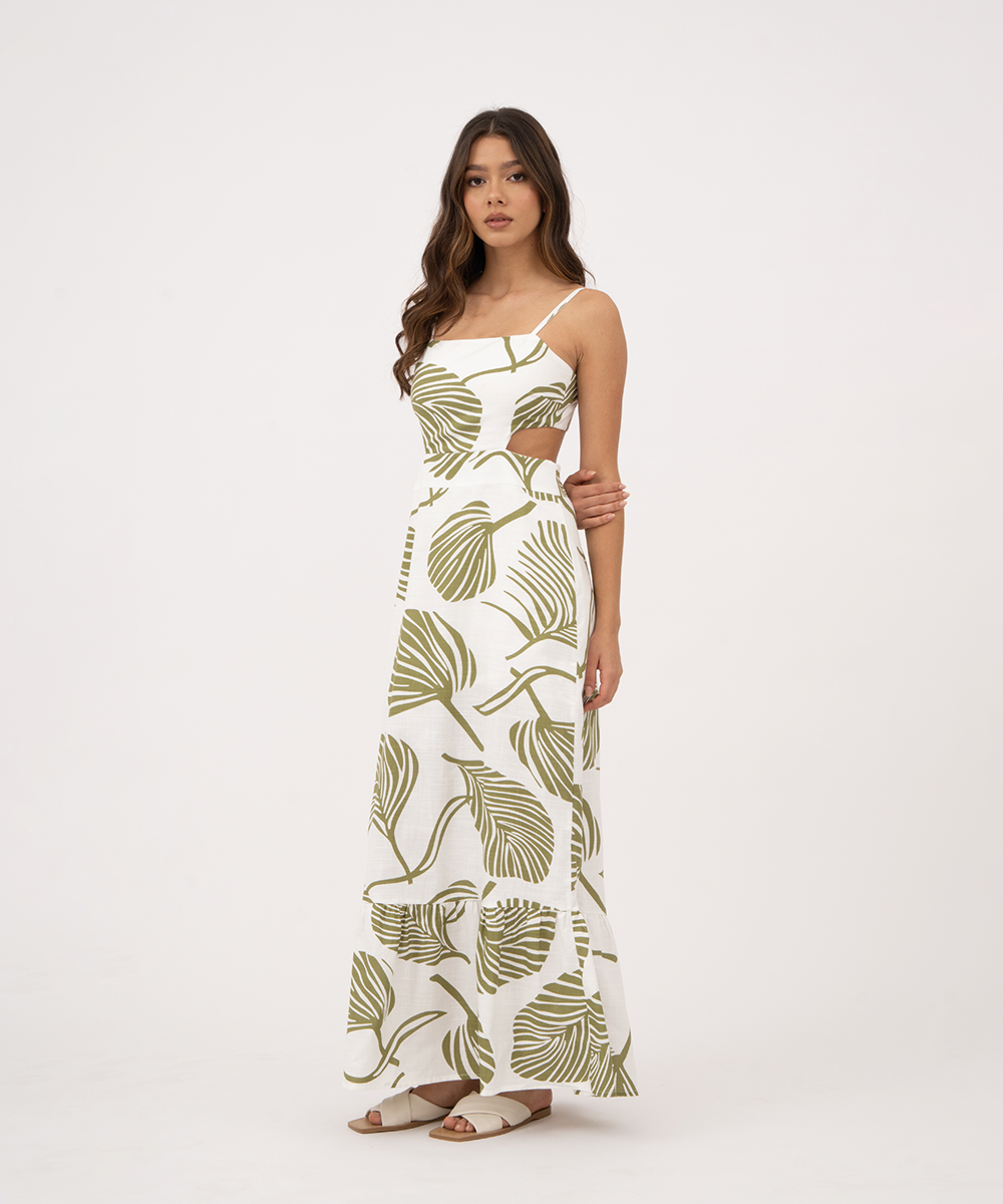 Vestido largo de tiras VERDE