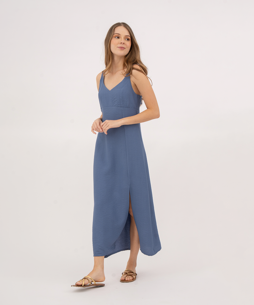 Vestido midi con abertura AZUL