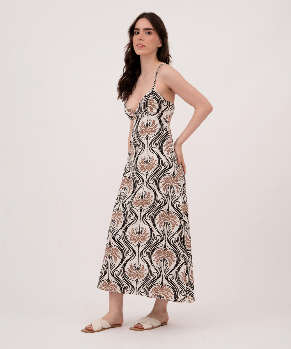 Vestido midi de copas NEGRO