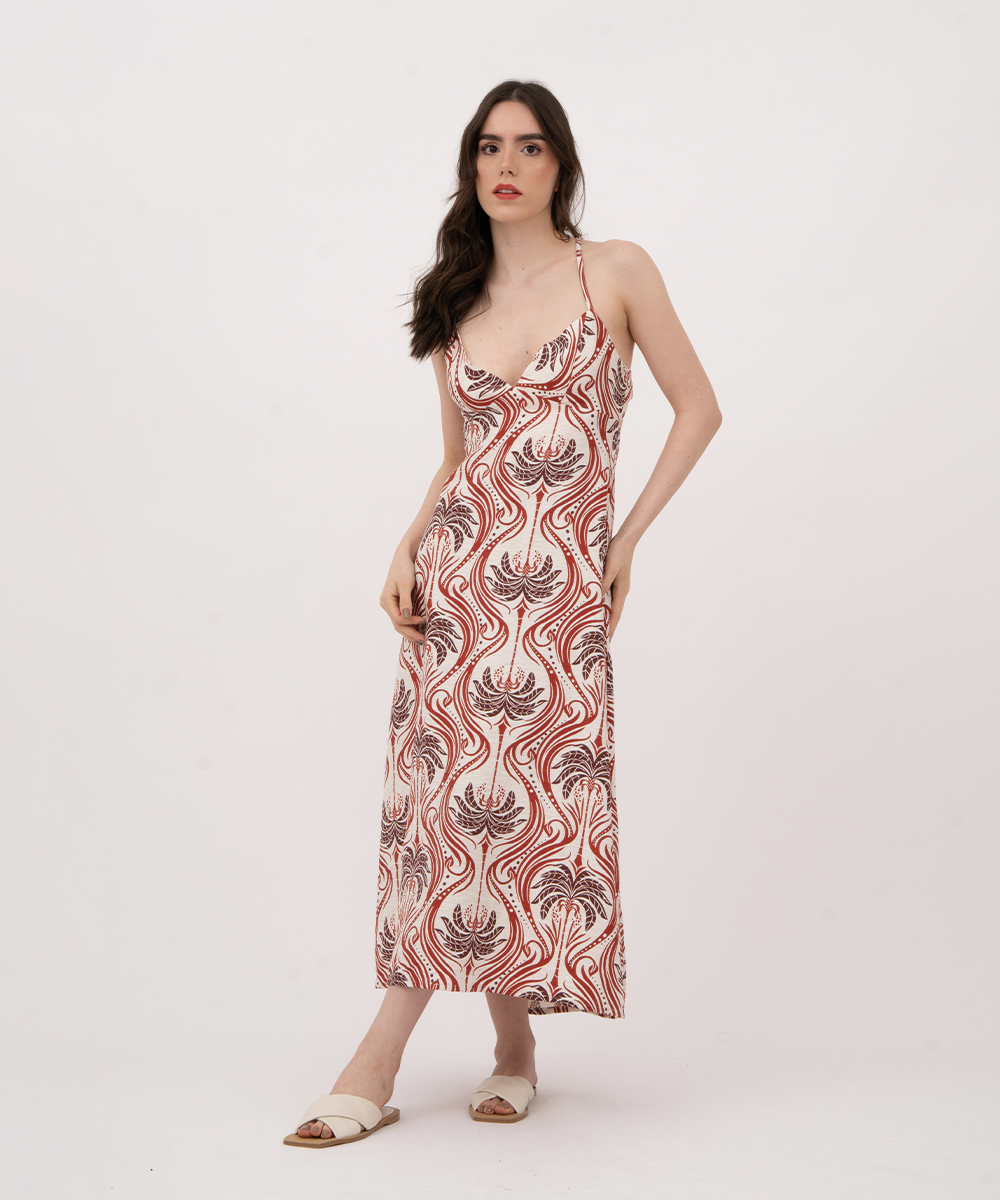 Vestido midi de copas ROJO