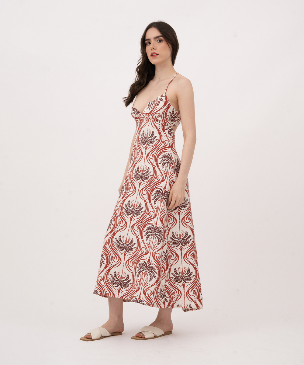 Vestido midi de copas ROJO