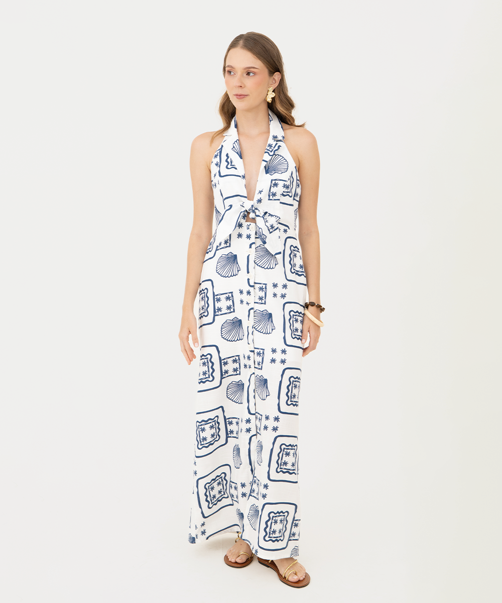 Vestido halter lazo Azul Profundo