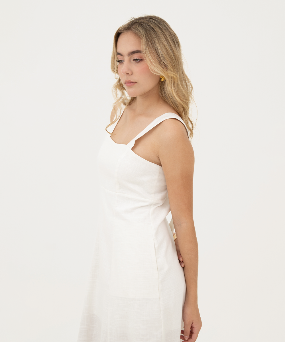 Vestido con nesgas Blanco