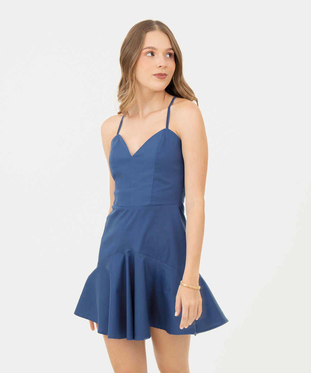 Vestido midi de tiras Azul