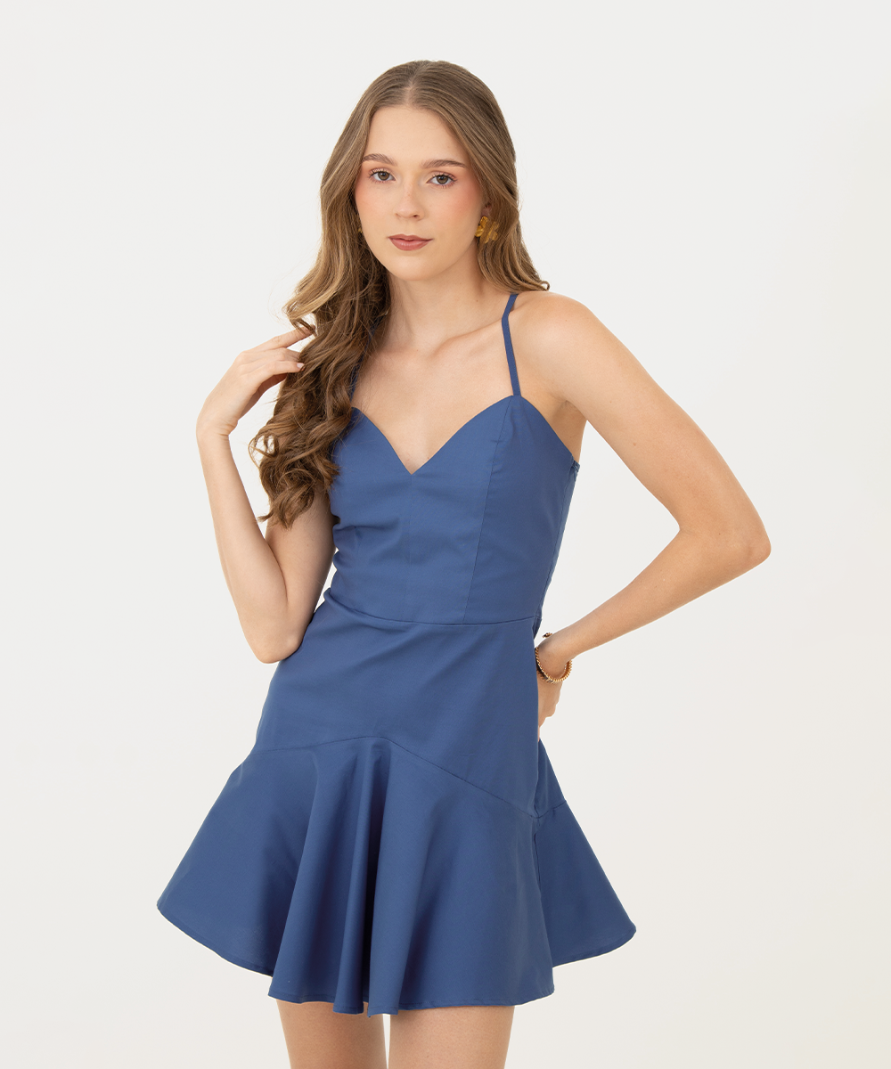 Vestido midi de tiras Azul