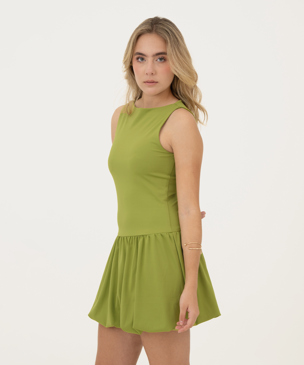 Vestido mini globo Verde