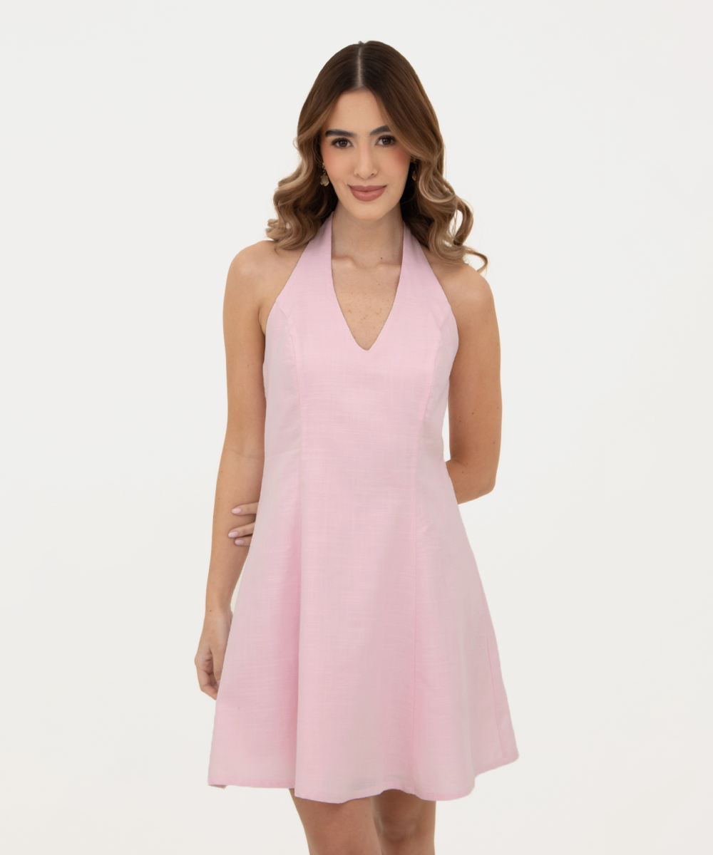 Vestido halter Rosado Pastel