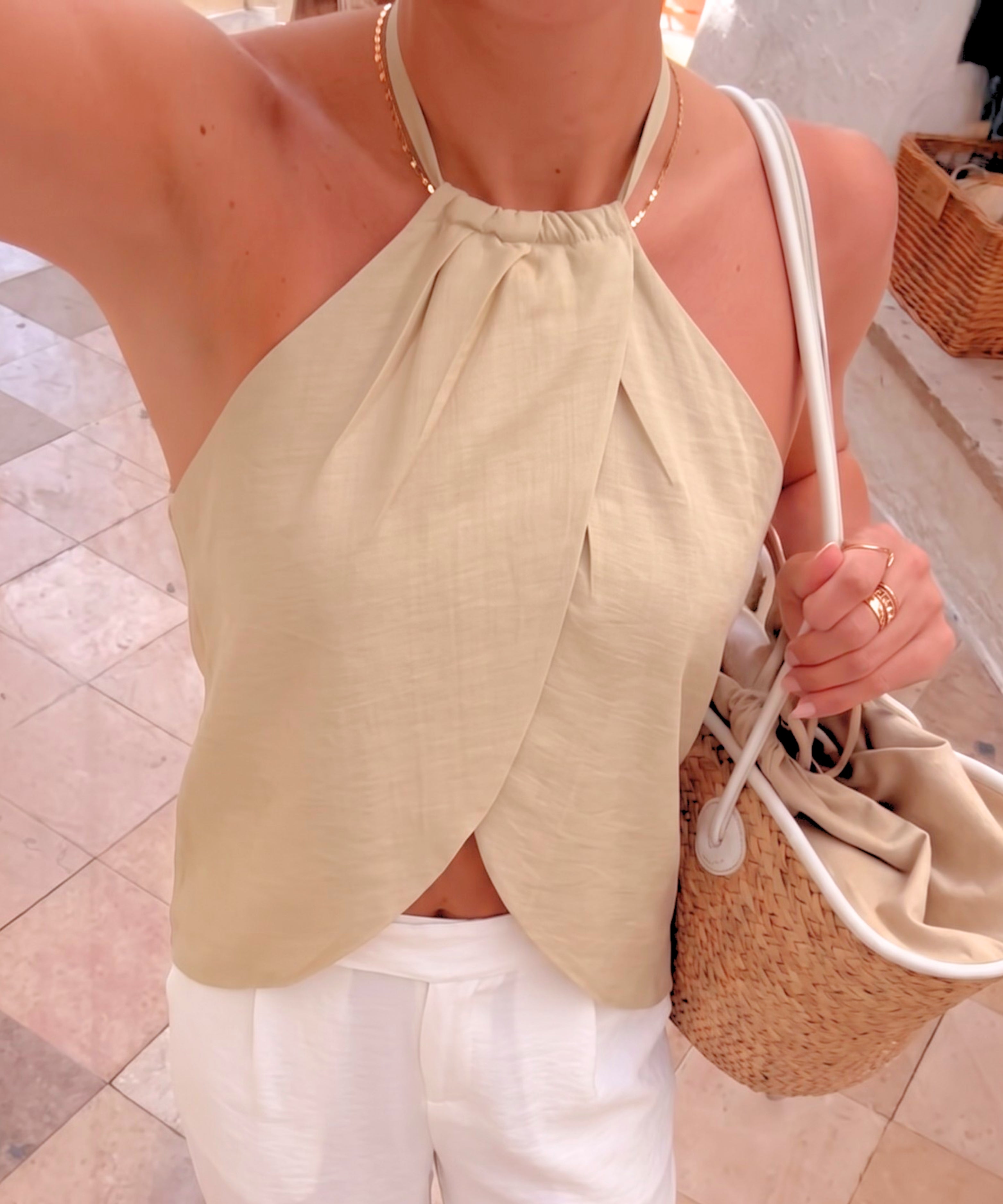 Blusa halter Beige