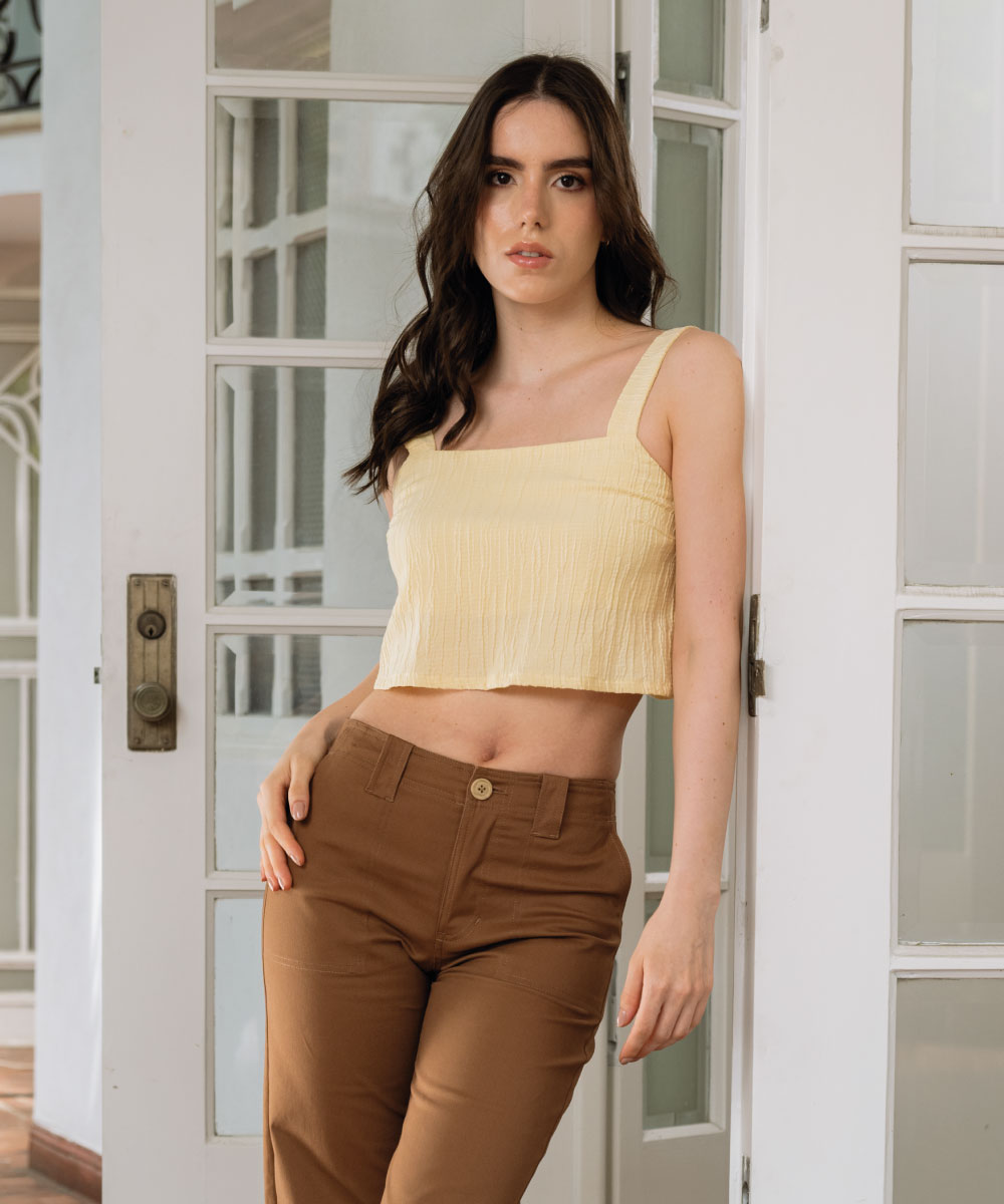 Blusa Con Moño En Espalda Amarillo Pastel Blusas Para Mujer | Ticket Store Colombia 1