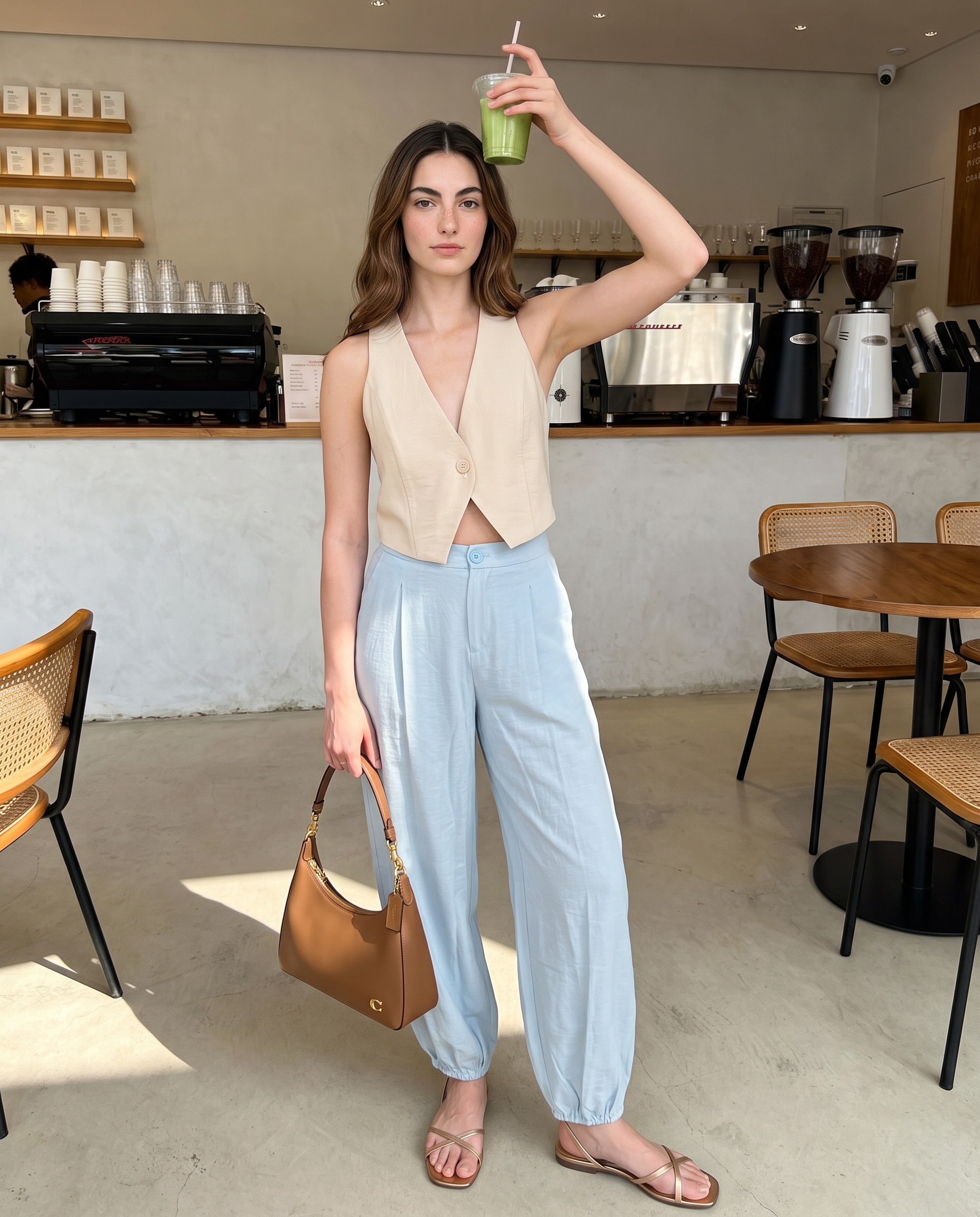 Pantalón resortado Azul Cielo